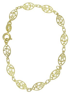 Pulseira folheada a ouro c/ adornos em forma de flor