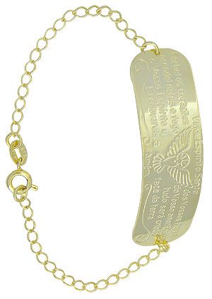 Pulseira folheada a ouro c/ a oração ao Divino Espírito Sant
