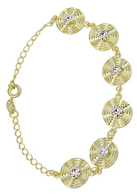 Pulseira folheada a ouro com pedras de strass