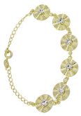 Pulseira folheada a ouro com pedras de strass