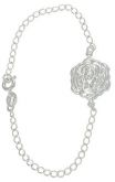Pulseira folheada a prata com flor em alto relevo